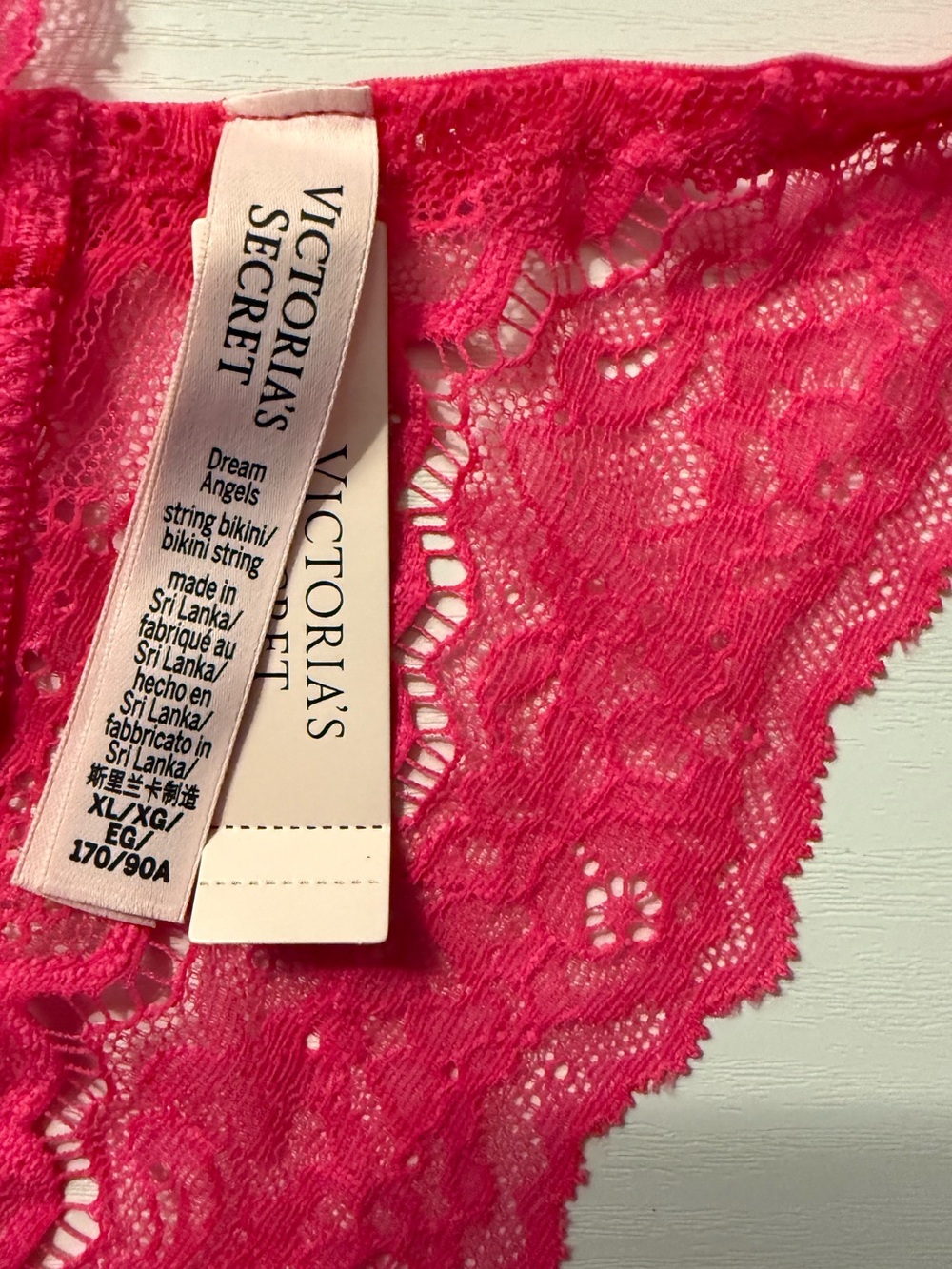 Victoria's Secret Fuchsia Lace Crisscross Thong - Picture 3 of 5